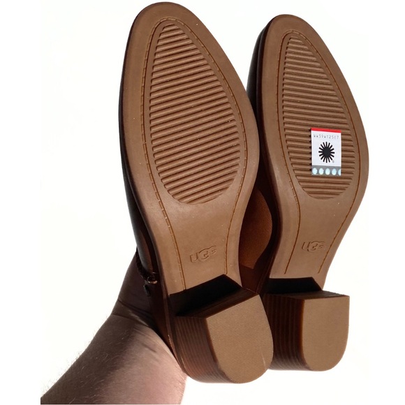 NIB UGGS Women’s Lovisa Block Heel Brown Leather Mule size 7.5 - Picture 7 of 9